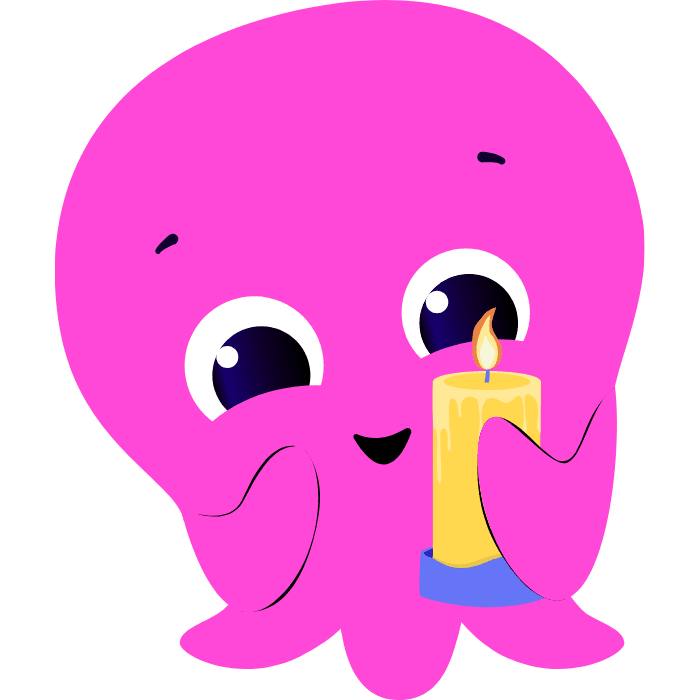 Oktopus Constantine hält eine Kerze